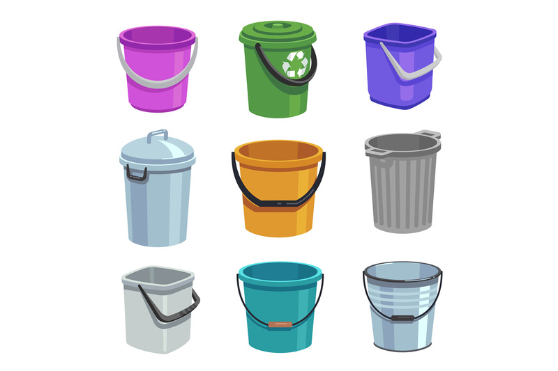 bucket-and-pail-set-empty-containers-with-handle-trash-bins-and-buck