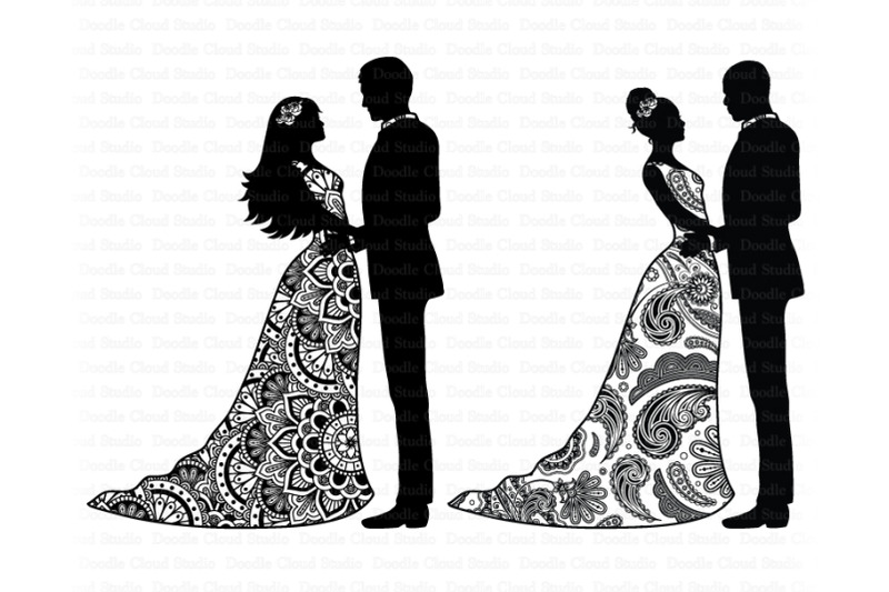 Wedding Mandala SVG, Mandala Bride and Groom SVG, Wedding Clipart. By