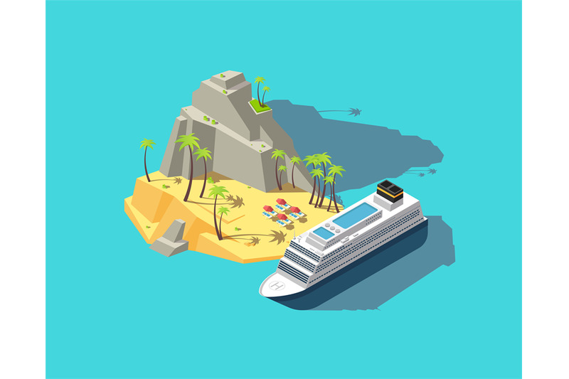 isometric-island-paradise-in-ocean-3d-beach-in-sea-summer-holiday-v