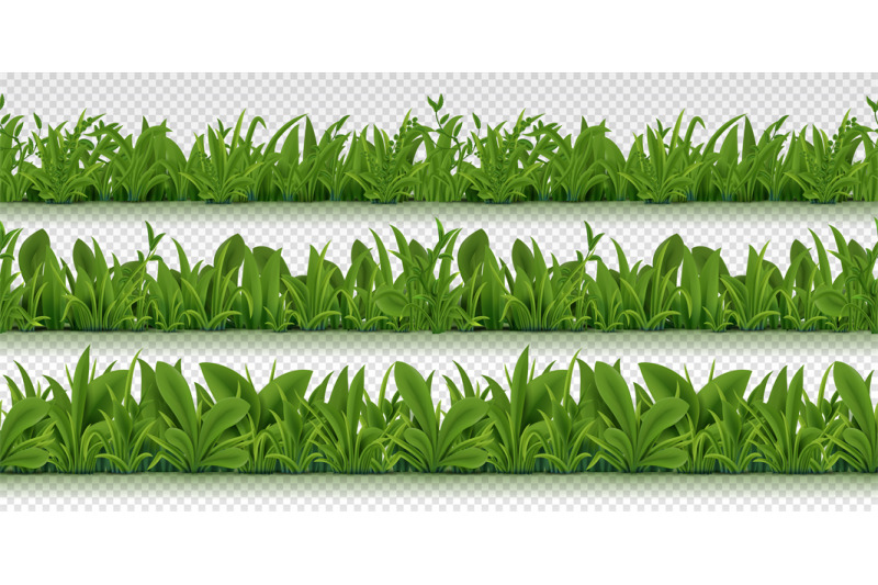 realistic-seamless-grass-border-spring-pattern-with-3d-spring-herbs