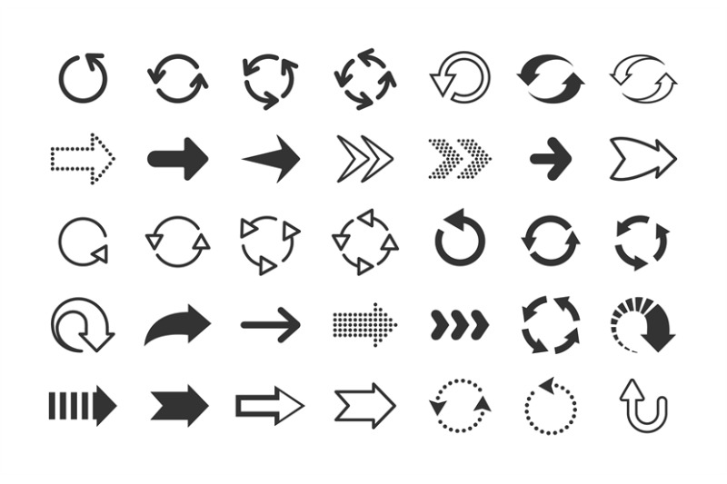 black-arrows-circle-and-line-direction-symbols-flat-pointers-cursors