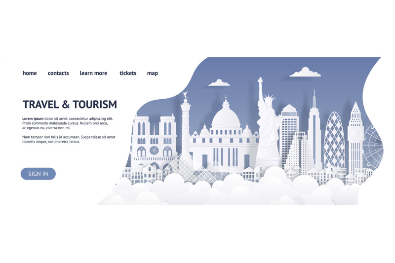 travel-and-tourism-landing-page-template-paper-cut-landmarks-web-page