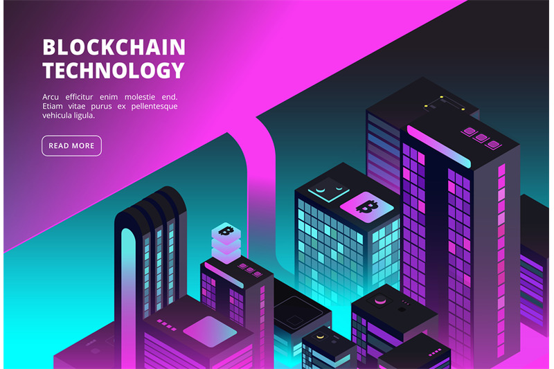 cryptocurrency-isometric-concept-blockchain-and-bitcoin-exchange-back