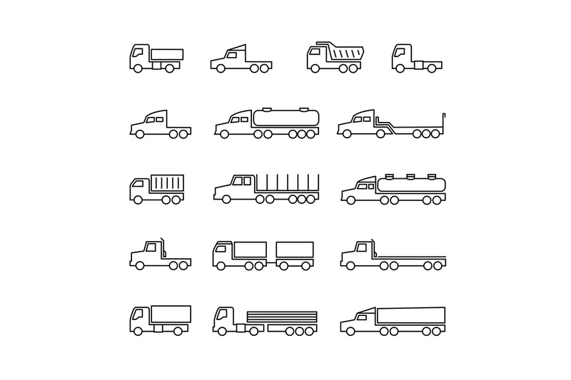 truck-line-icons-delivery-trailers-cargo-trukcs-dumpers-and-van-tr