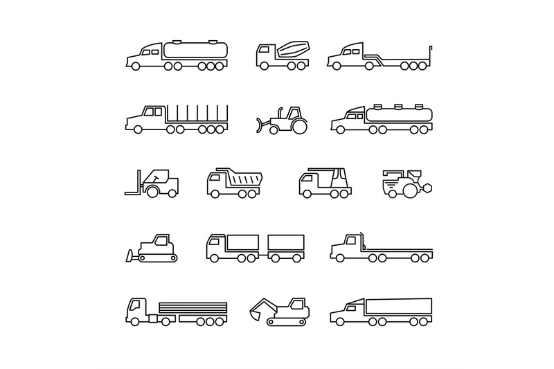 construction-machines-trucks-tractors-and-heavy-equipment-line-icons