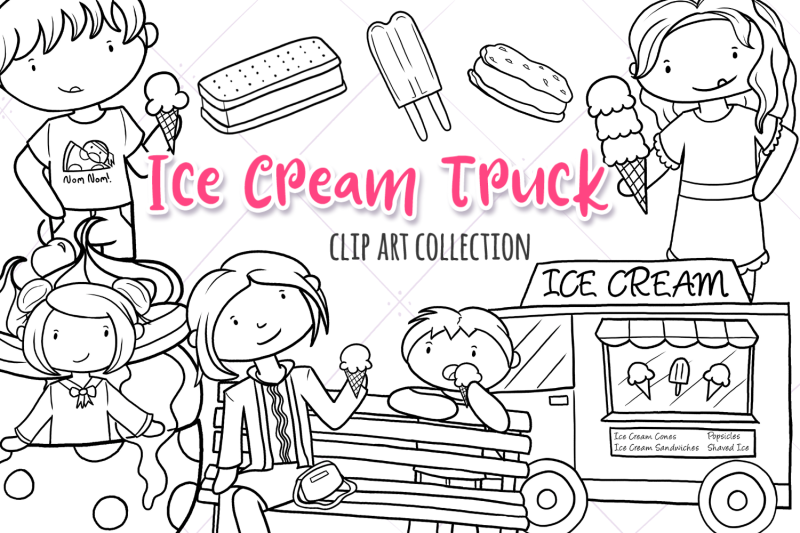 ice-cream-truck-summer-digital-stamps