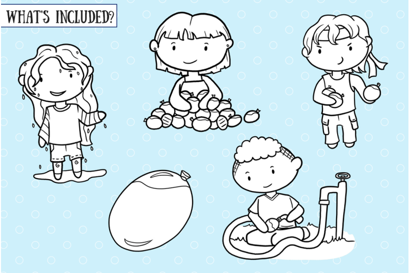 water-balloon-fight-digital-stamps