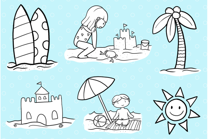 day-at-the-beach-digital-stamps