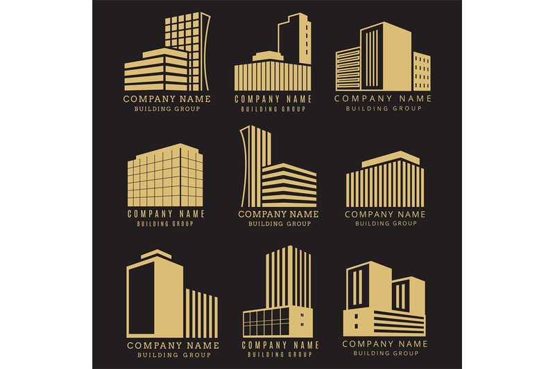 construction-logo-real-estate-emblems-vector-collection-with-golden-b