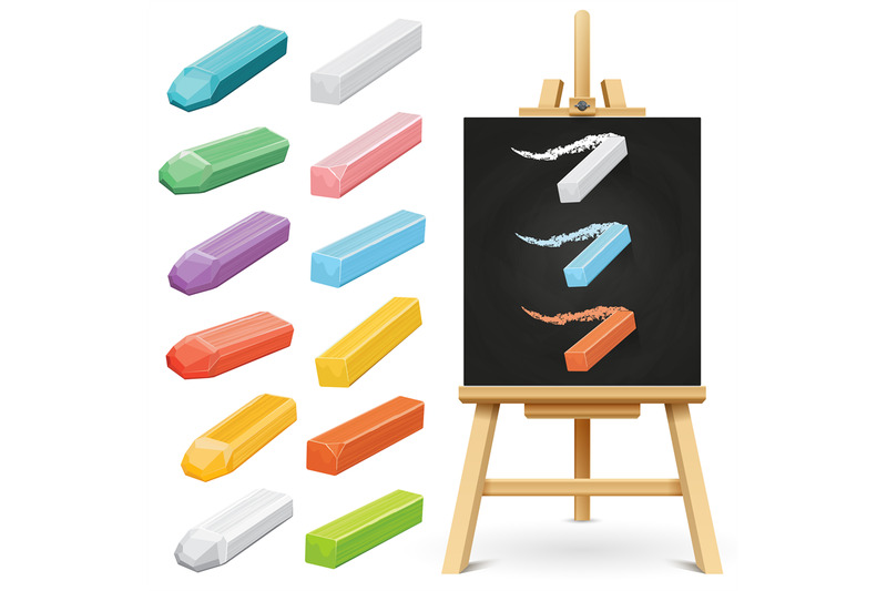 realistic-school-chalkboard-easel-and-color-chalks-isolated-on-white-b