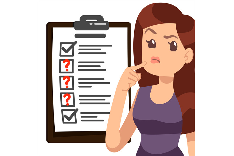 testing-woman-illustration-cartoon-character-girl-checklist