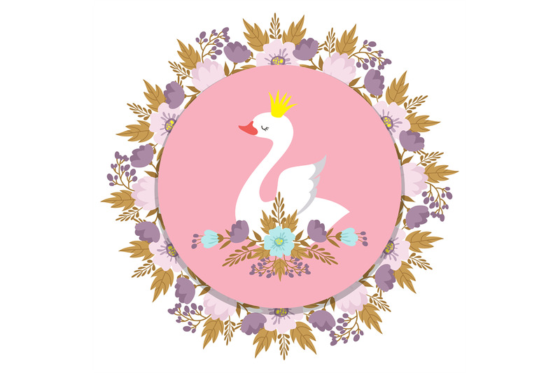 banner-with-vector-princess-swan-and-floral