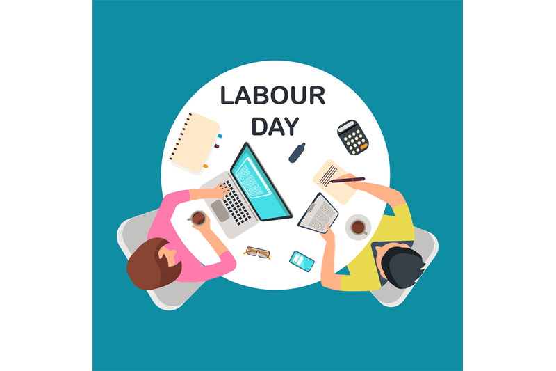 top-view-people-work-at-table-labour-day