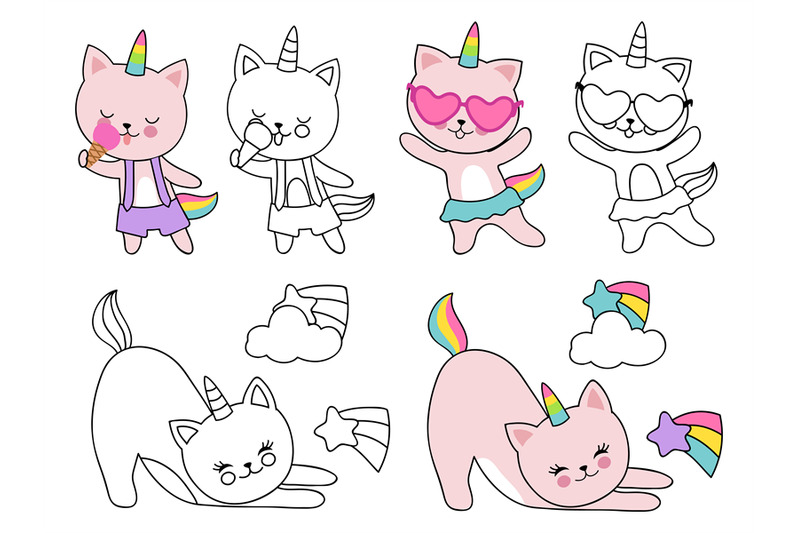 cartoon-character-cats-unicorn-vector-illustration-coloring-with-outl