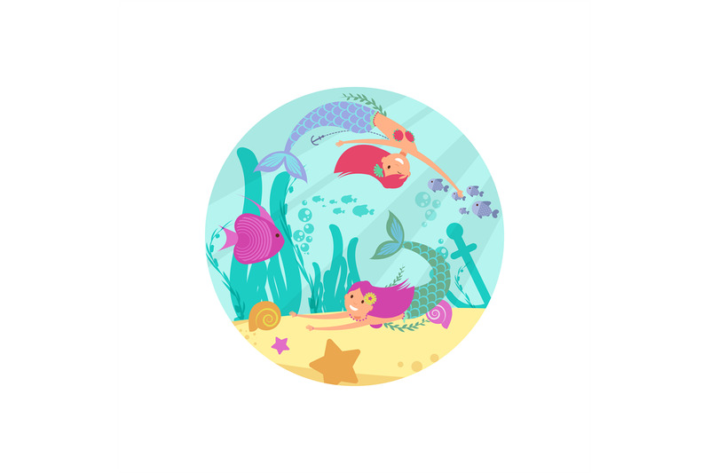 cartoon-fairytale-underwater-vector-banner-with-mermaids-and-fishes