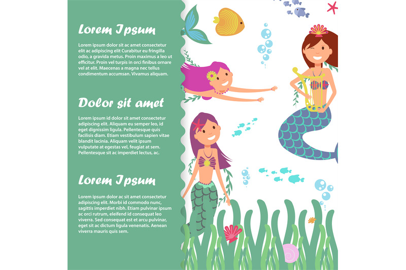 kids-banner-template-with-fish-fairy-mermaids