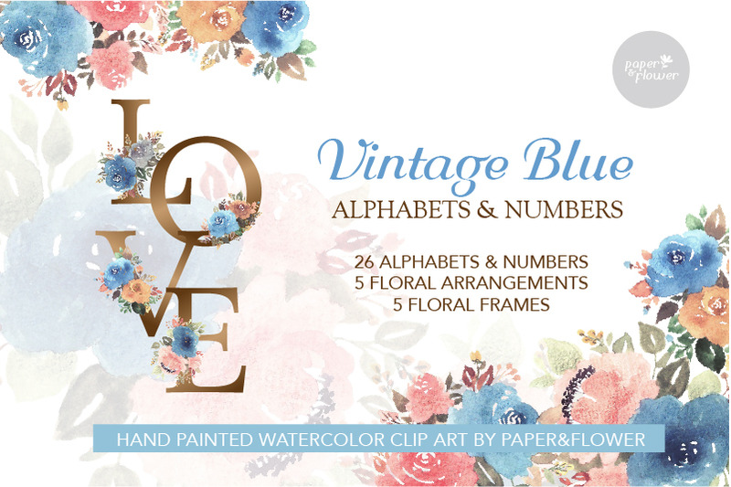 floral-watercolor-alphabets-vintage-blue-set