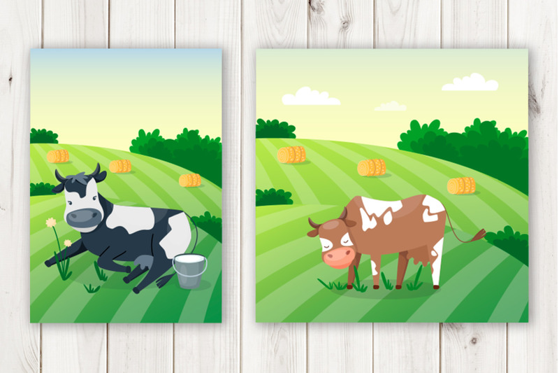 cartoon-cows-cute-vector-set