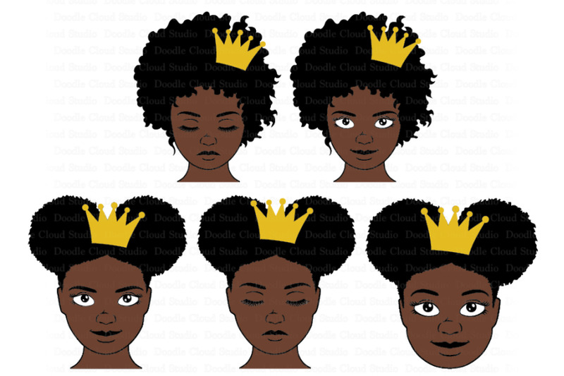 Download Black Queen With Crown SVG, Afro Puff Crown SVG, Black ...