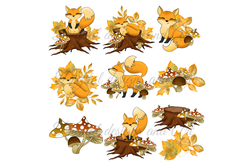 cute-autumn-foxes-clipart