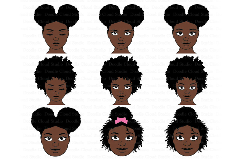 Download Afro Girl SVG Bundle, Afro Woman SVG, Black Woman Natural Hair Clipart By Doodle Cloud Studio ...