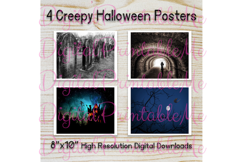creepy-halloween-poster-pack-of-4-sign-decoration-gift-8-quot-x-10-quot-printa