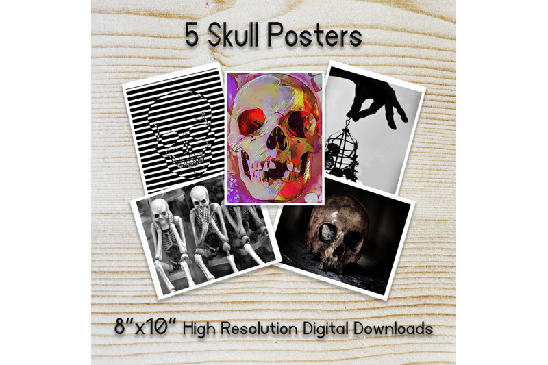 skull-poster-pack-of-5-halloween-sign-skeleton-decoration-gift-8-quot-x