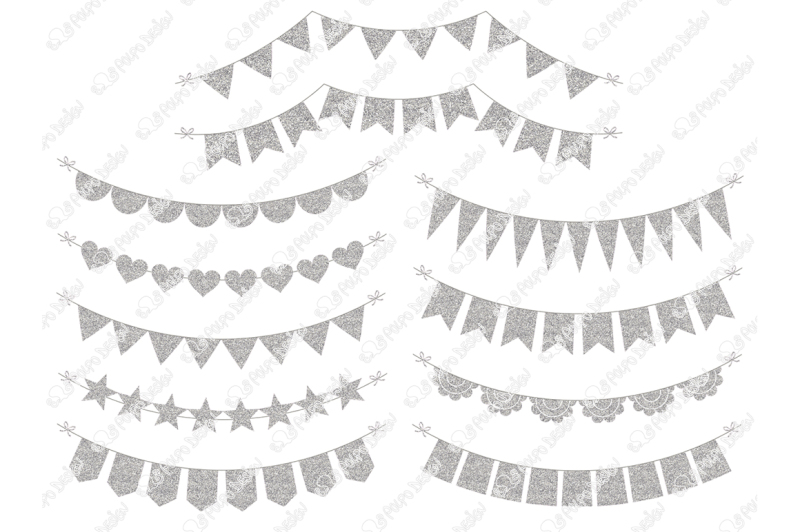 silver-glitter-bunting-banners-clipart