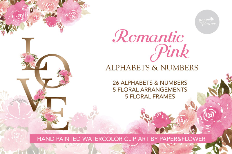 floral-alphabet-watercolor-pink-set