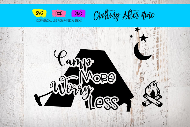 camp-more-worry-less-tent-fire-stars-campfire-adventure-lakeside