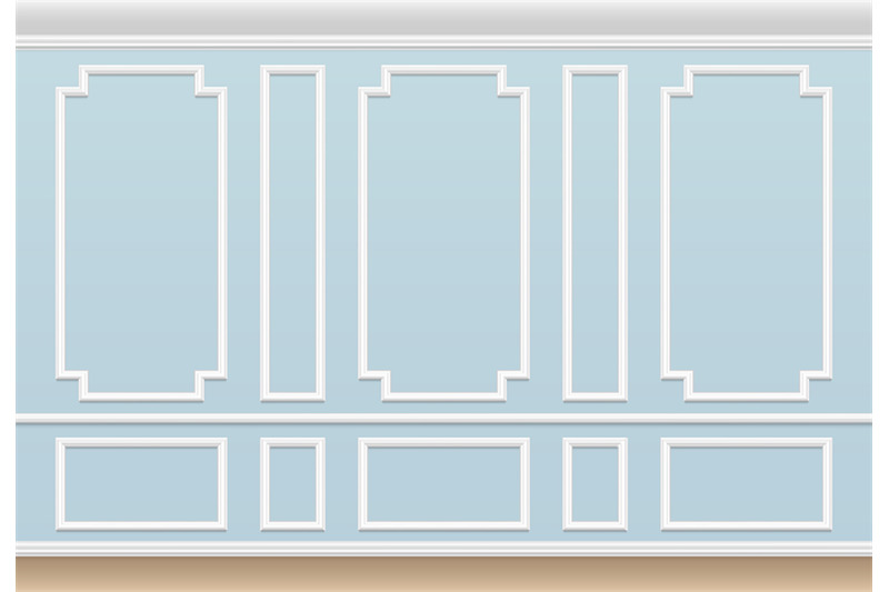 classic-blue-wall-with-moulding-panel-house-luxury-interior-with-mold