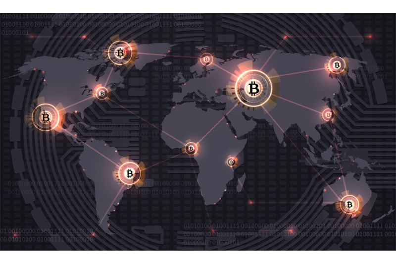 global-bitcoin-crypto-currency-blockchain-technology-and-world-map-c