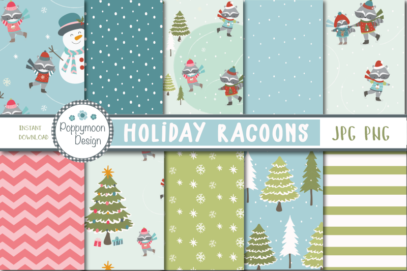 holiday-racoons-paper
