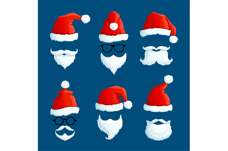 santa-hats-with-moustache-and-beards-cartoon-santa-front-wearing-win