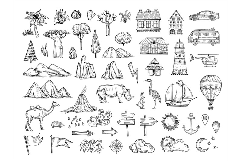 map-elements-sketch-hill-and-mountain-tree-and-bush-buildings-and-c