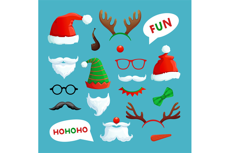 christmas-photo-booth-santa-hats-mustache-beard-and-reindeer-antler