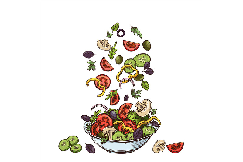 salad-background-hand-drawn-healthy-food-ingredients-mushrooms-cucum