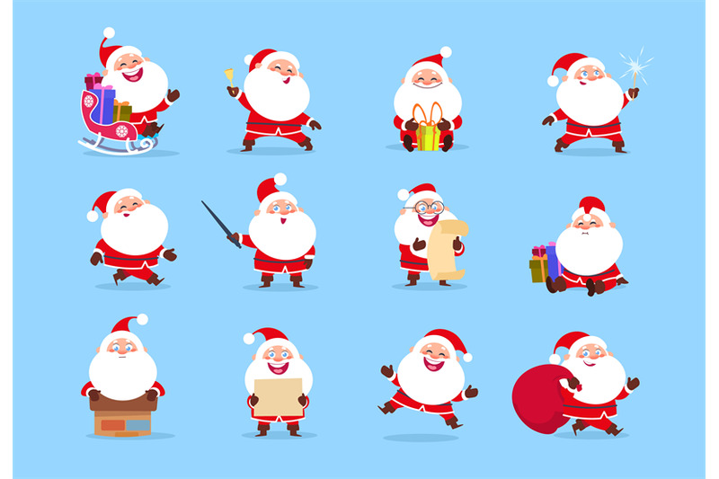 santa-character-funny-cartoon-cute-santa-claus-characters-with-differ