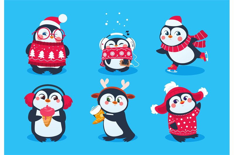 christmas-penguin-funny-snow-animals-cute-baby-penguins-cartoon-char