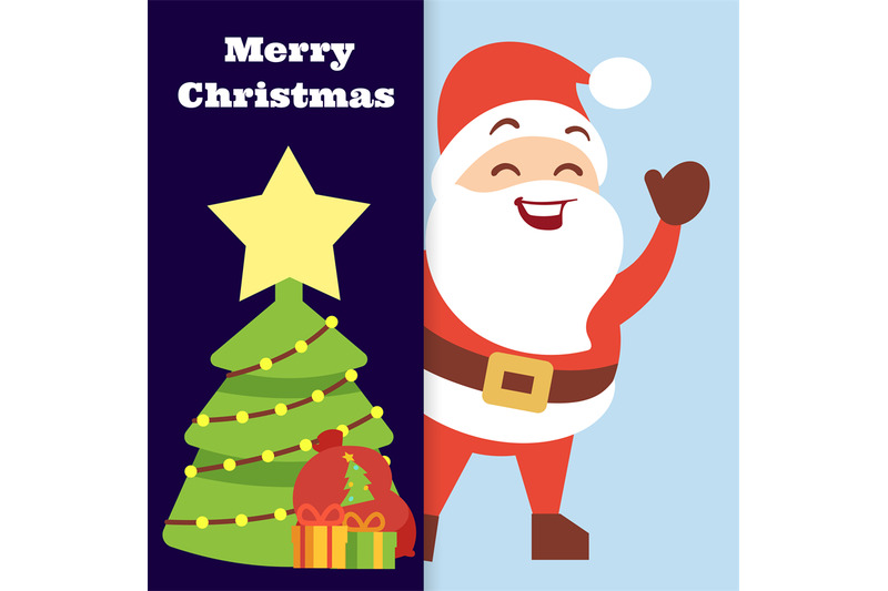 christmas-banner-vector-with-happy-santa-and-christmas-tree