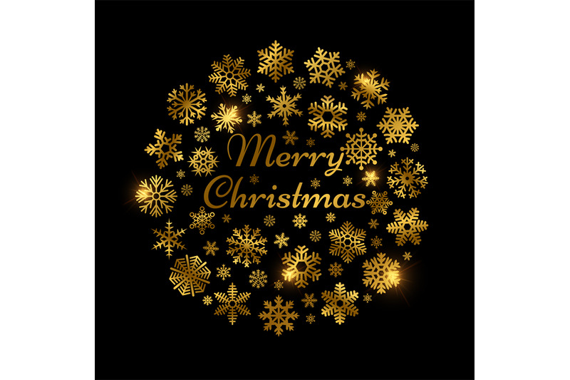 christmas-shine-effect-decoration-with-gold-snowflakes-holidays-card