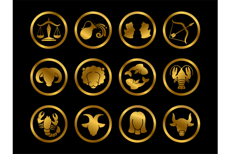 golden-horoscope-zodiac-vector-signs-astrology-symbols-set