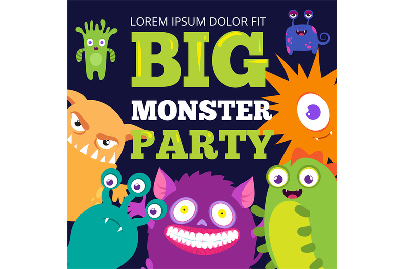 halloween-monster-party-banner-template-with-cute-cartoon-characters