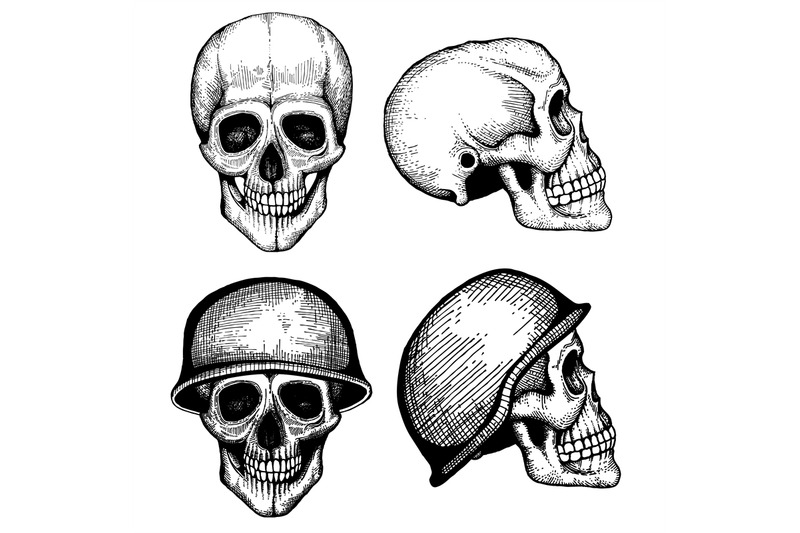 hand-drawn-vector-death-scary-human-skulls