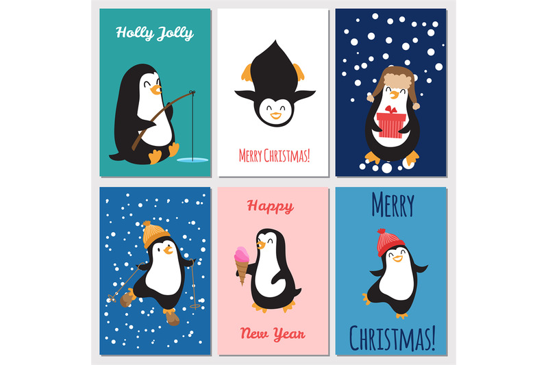 holidays-greetings-cards-vector-cute-penguins-christmas-cards