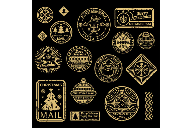 new-year-and-christmas-vector-vintage-stamps-isolated-on-black-backgro