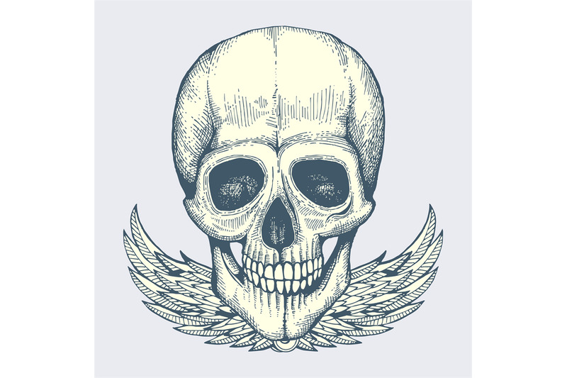 sketched-human-skull-with-wings-vintage-biker-style-poster-label-ve