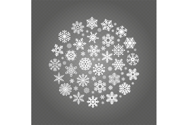 white-snowflakes-round-banner-isolated-on-transparent-background
