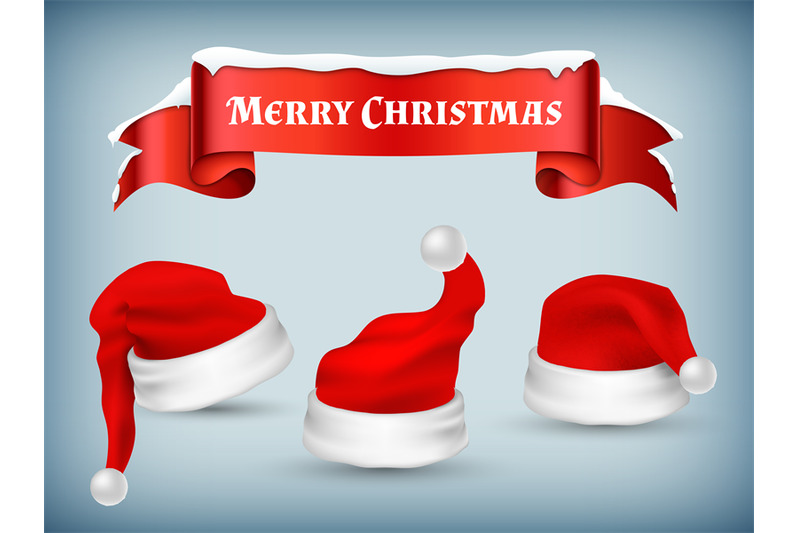 winter-christmas-banner-vector-with-realistic-santa-hats-and