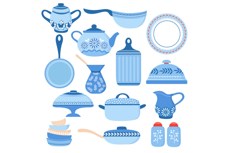 cartoon-cookware-kitchen-crockery-and-glassware-dishes-cup-and-teap